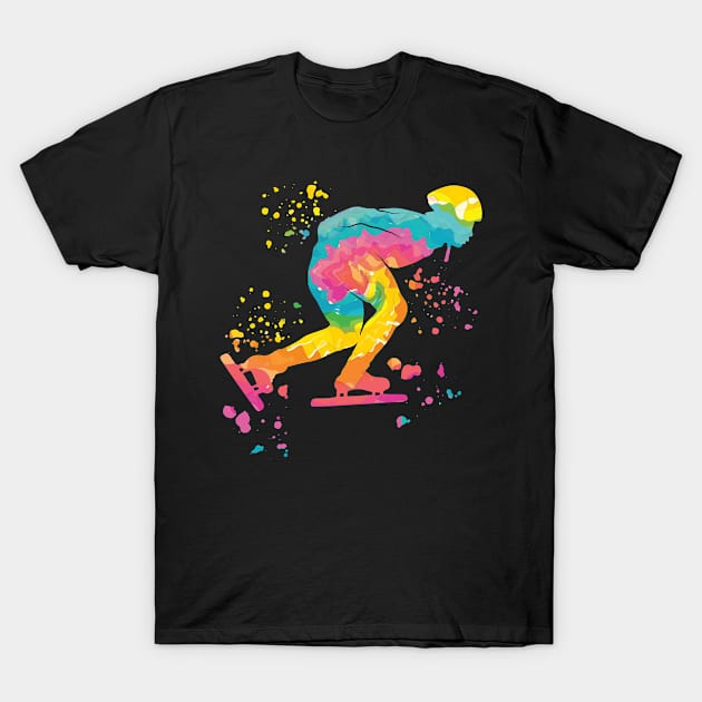 Ice Speed Skater Athlete Speed Skating T-Shirt by WoollyWonder